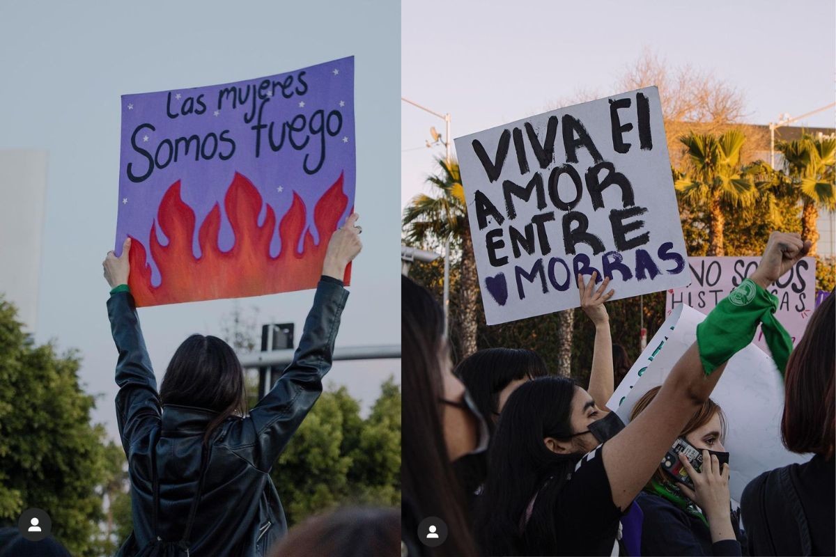 Te compartimos algunas frases que puedes usar en tus cartelones para la marcha del 8M Foto: WE R WOMEN ON FIRE