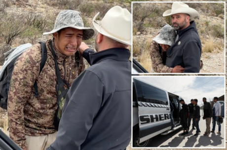 Migrante mexicano llora al ser rescatado en Texas, huía de Puebla por amenazas