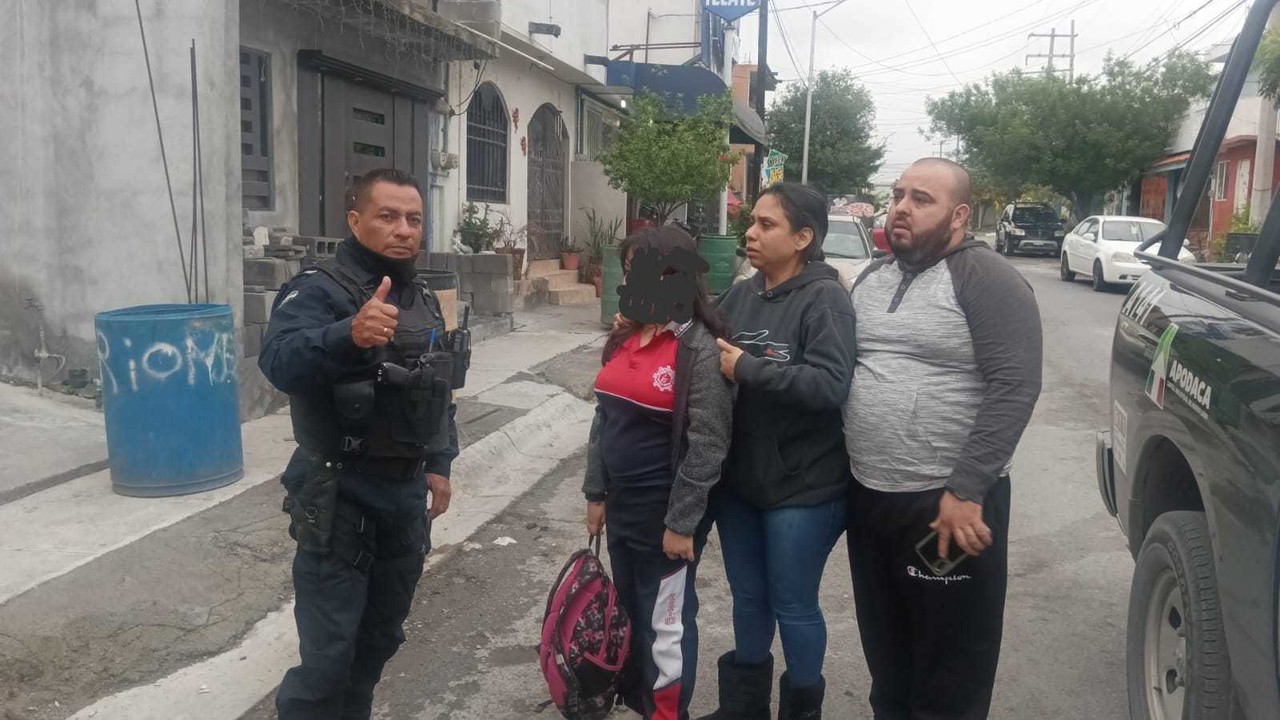 Afortunadamente, la chica fue encontrada en buen estado de salud. Foto: Secretaría de Seguridad Pública y Vialidad de Apodaca.