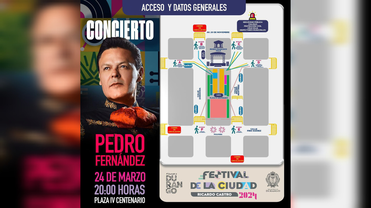 Cierre de calles por concierto de Pedro Fernández ¡Toma tus precauciones!