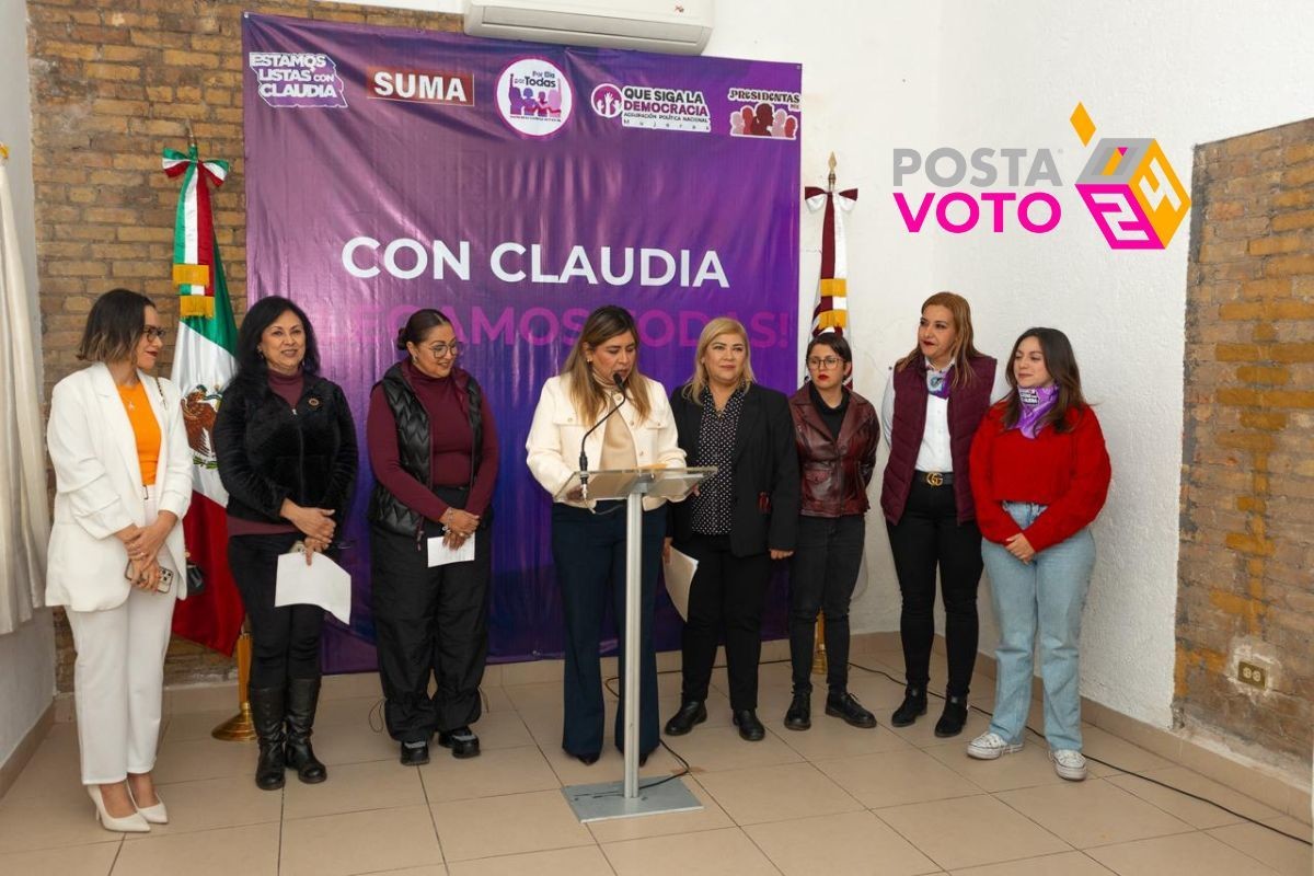 Reiteran mujeres de Morena en Nuevo León su respaldo a la candidata Claudia Sheinbaum. Foto: Armando Galicia
