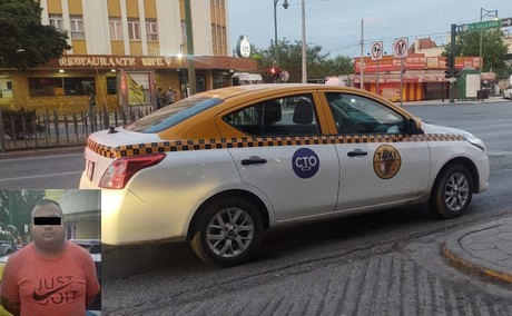 Detienen a hombre con taxi usado en asalto en el centro de Monterrey