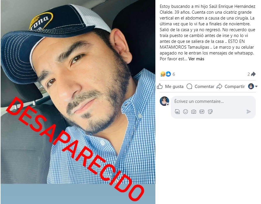 Busca a su hermano desaparecido desde noviembre en Matamoros