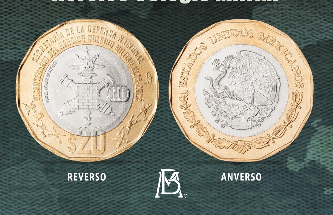 Moneda conmemorativa del bicentenario del Heroico Colegio Militar. Foto. Banxico