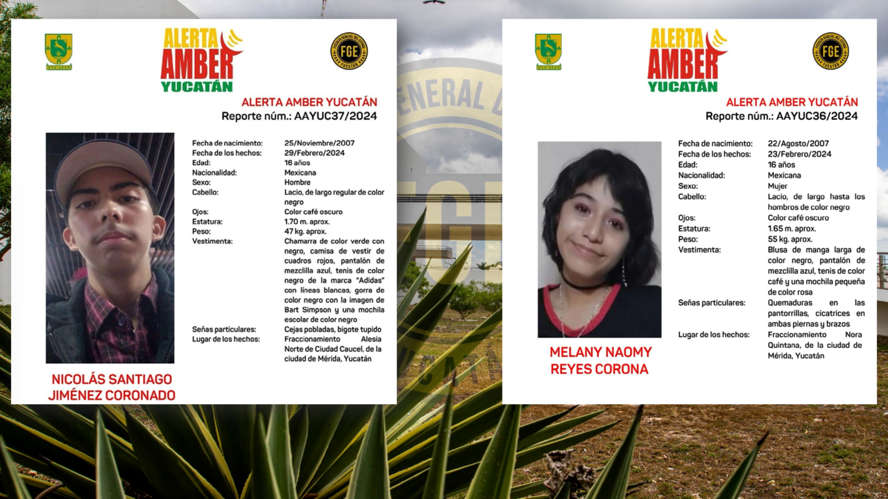 Alerta Amber Yucatán: Dos adolescentes de 16 años desaparecidos en Mérida