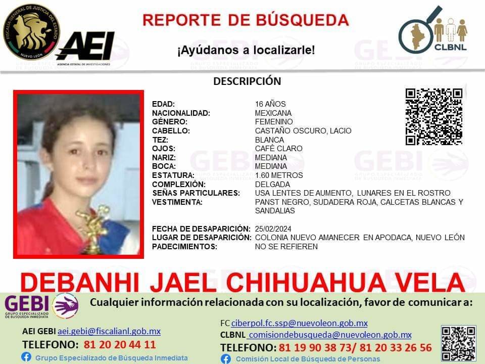 Buscan a Debanhi Jael, menor futbolista desaparecida en Apodaca