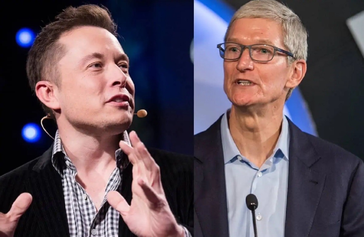 Elon Musk, CEO de Tesla, usa un reloj TAG Heuer Carrera Calibre 1887 SpaceX, y Tim Cook, CEO de Apple, usa un Apple Watch. Foto: Siasat.com