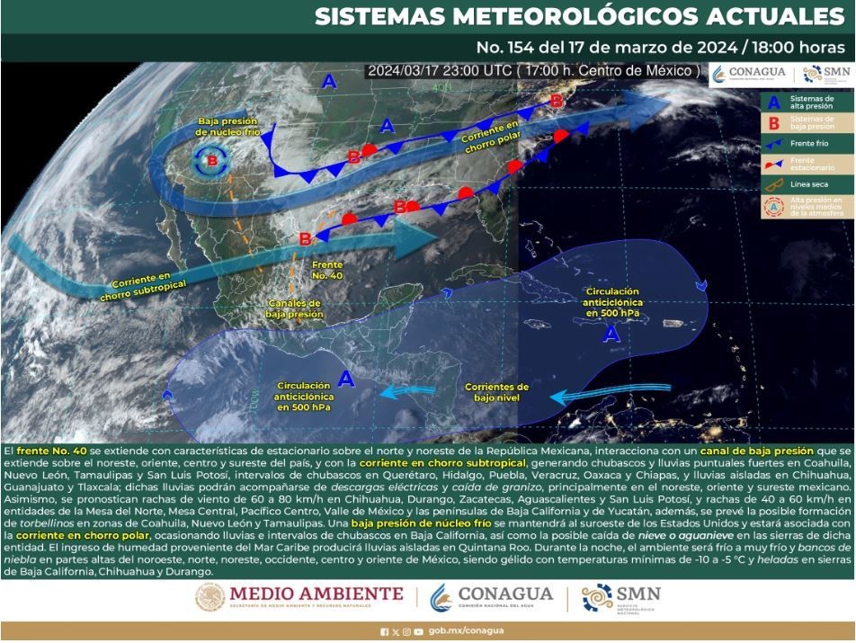 Imagen satelital. Foto: Pronóstico meteorológico general