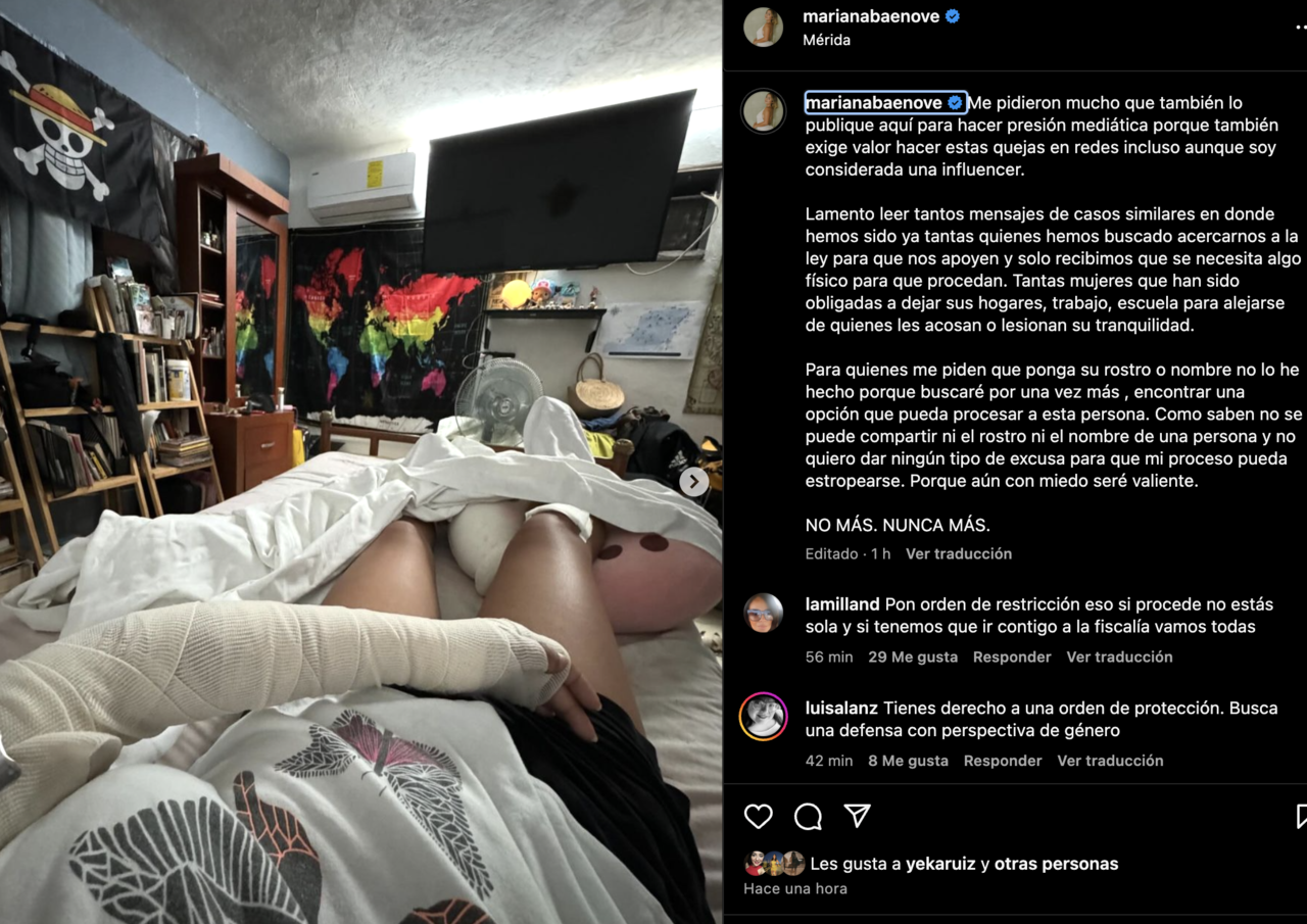 La influencer yucateca Mariana Baenove denunció a través de sus redes sociales la situación de acoso que ha vivido por 9 años y que no la ha dejado vivir en paz.- Foto de Instagram
