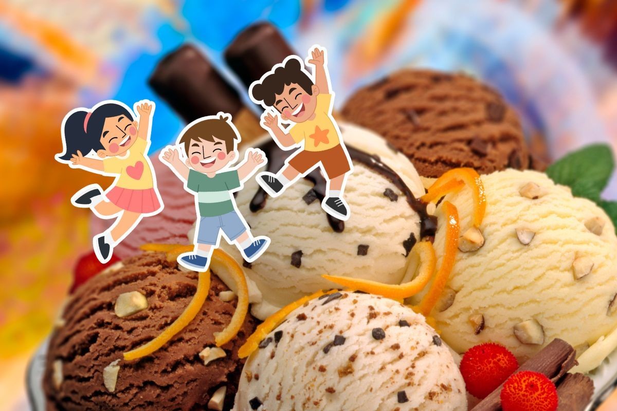 Helado de vainilla y chocolate con chispas de dulces y animación de niños. Foto: Especial (Canva)
