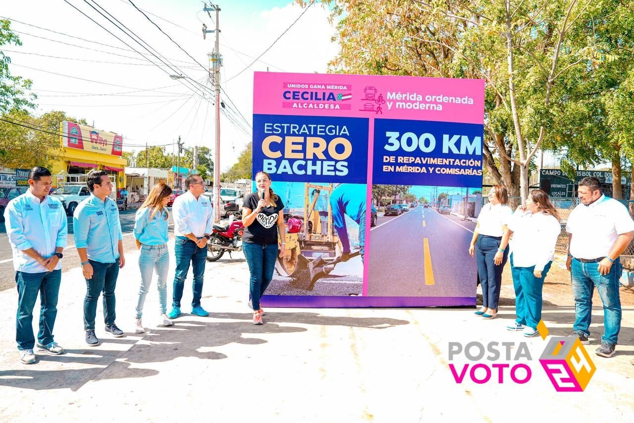 Cecilia Patrón presenta su iniciativa de Cero baches y 300 kilómetros de repavimentación. Foto: Cortesía
