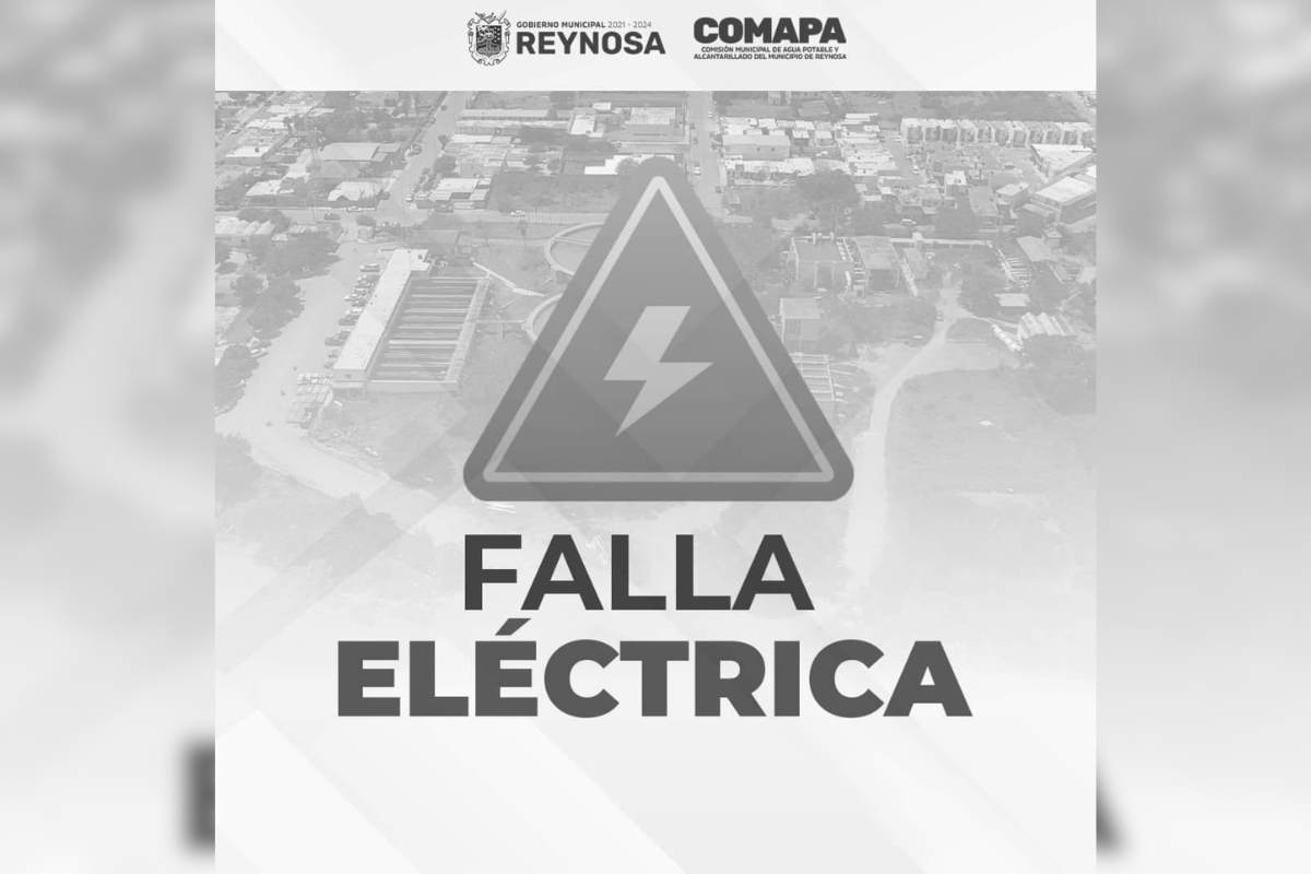 Comapa Reynosa anunció a través de redes sociales que debido a una falla eléctrica, el servicio de agua potable fue suspendido en toda la ciudad. Foto: Comapa Reynosa