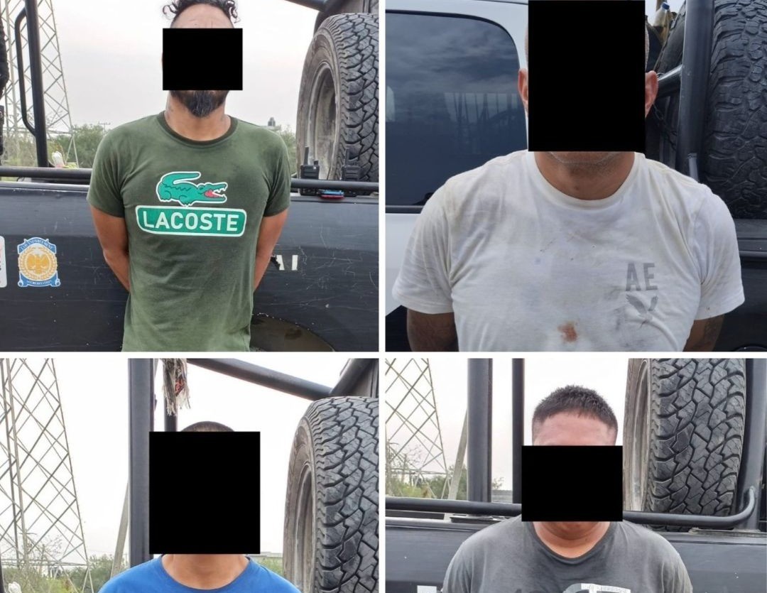 Los cuatro hombres detenidos fueron puestos a disposición del Ministerio Público para las indagatorias correspondientes. Foto: X @GpoCoordSegNL.