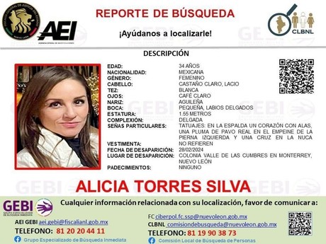 >Buscan familiares a Alicia Torres Silva, desaparecida desde hace 2 meses