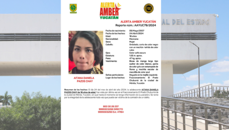 Alerta Amber: Reportan desaparecida a una joven de 16 años en Mérida
