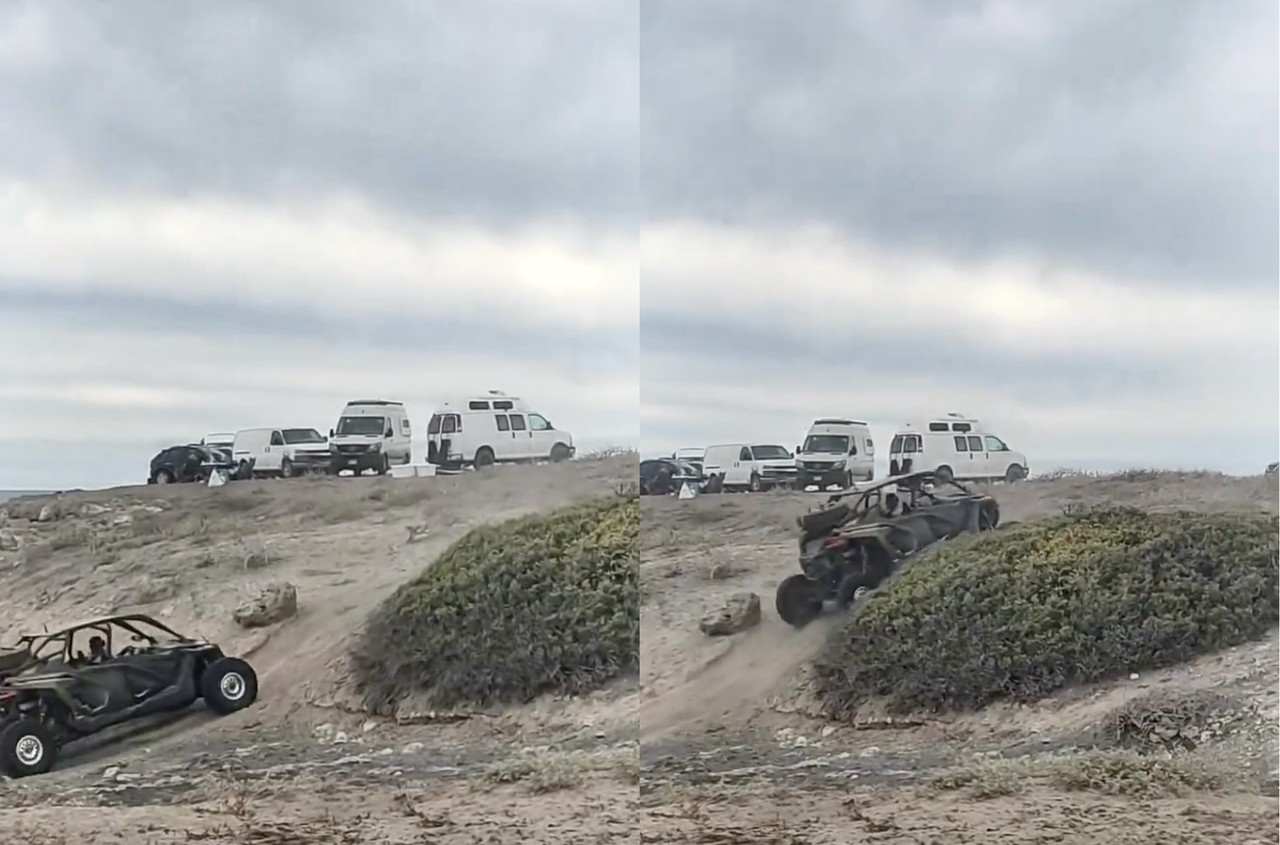 Vehículo todo terreno transitando en dunas de BCS. I Foto: Metiches por natulareza, X.