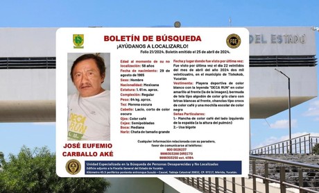 Boletín de búsqueda: Buscan a José Eufemio Carballo Aké