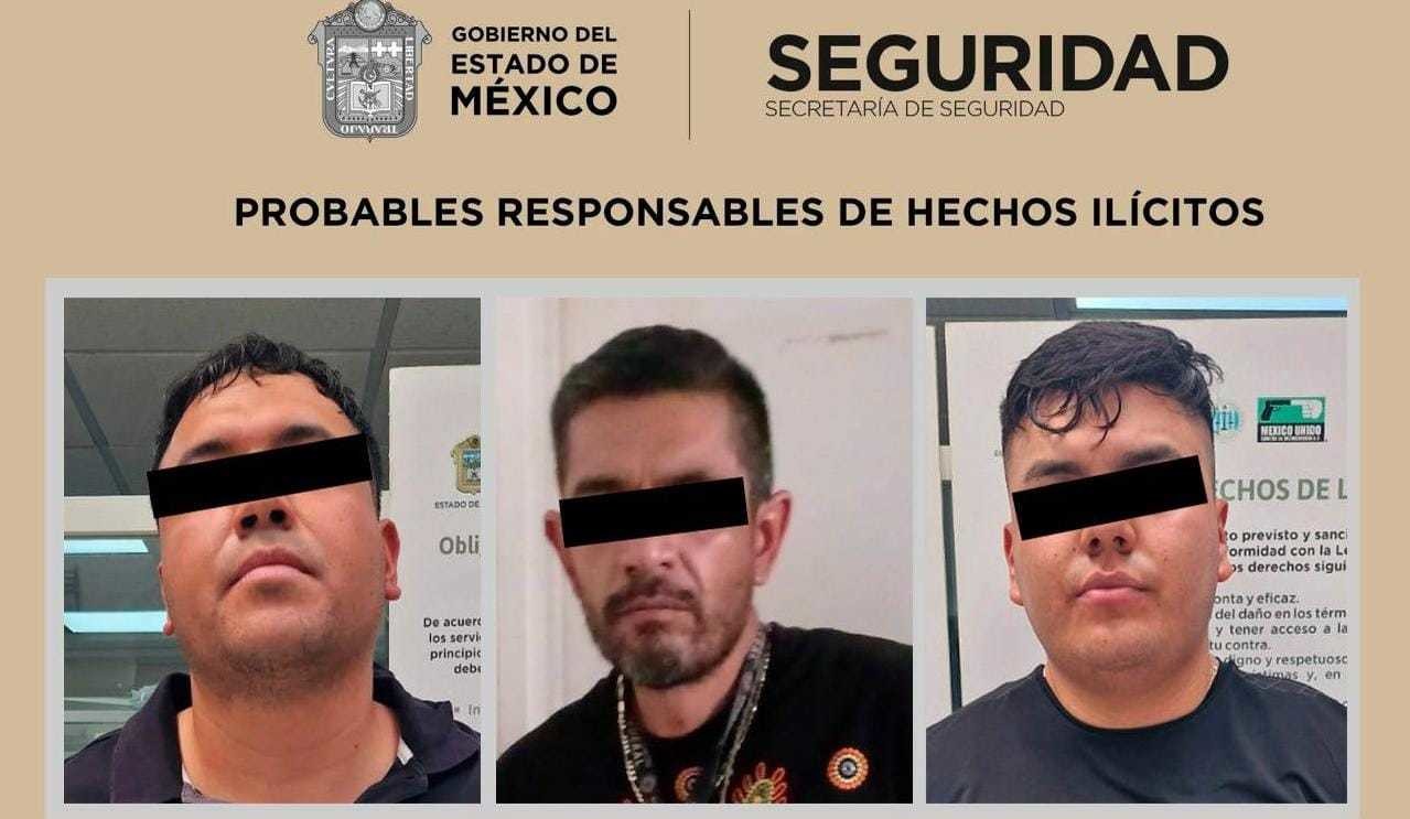 Detienen a tres hombres por posible participación en delitos contra la salud en Tepotzotlán. Foto: @SS_Edomex
