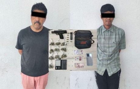Detienen a dos hombres armados y con droga en Guadalupe