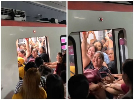 Empujan a joven para entrar a vagón exclusivo de mujeres en Monterrey (VIDEO)