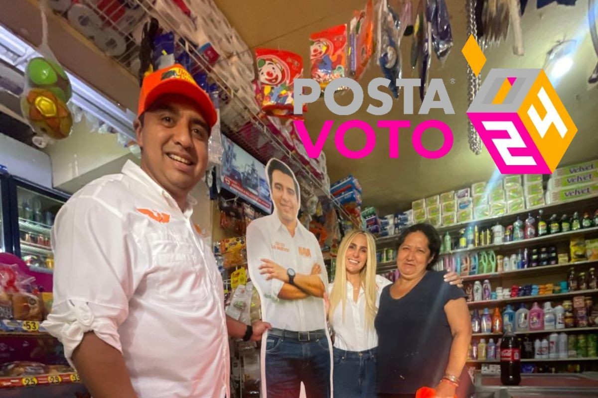 El candidato del partido naranja, Jesús Nava, visitó distintos negocios donde está su imagen. Foto: Movimiento Ciudadano