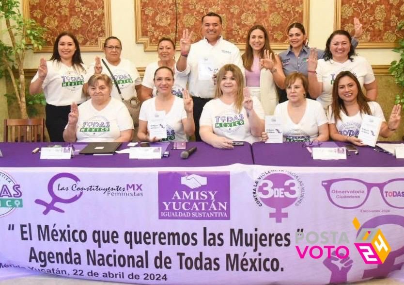 Renán Barrera en la firma de la Agenda de las Mujeres por la Igualdad Sustantiva en Yucatán. Foto: Cortesía