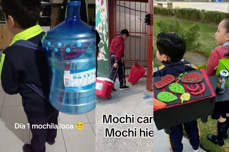 >Convierten garrafón de agua purificada en 'mochila loca' (VIDEO)
