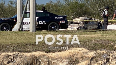 Muere hombre tras volcadura en la autopista a Reynosa de Cadereyta
