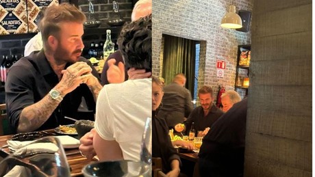 ¡Un regio más! Captan a David Beckham comiendo con una Carta Blanca en Monterrey