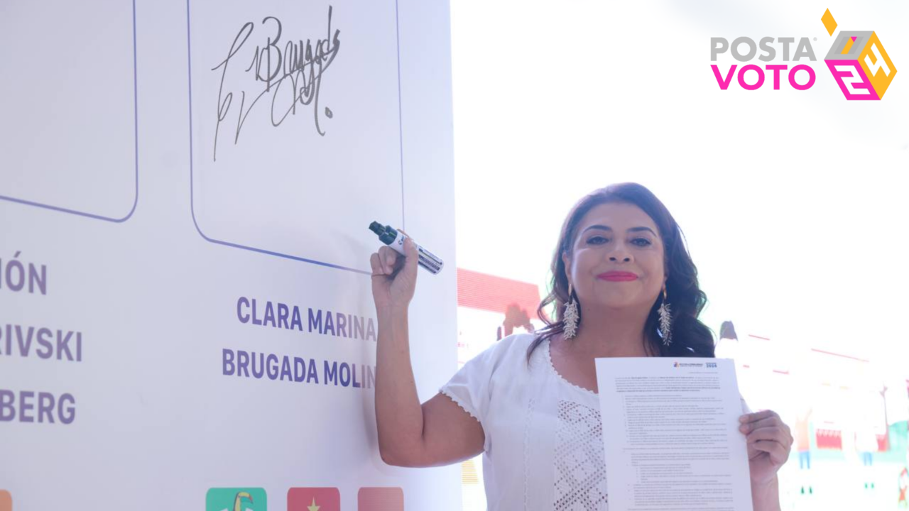 Clara Brugada firma Pacto por la Primera Infancia. Foto: @ClaraBrugadaM