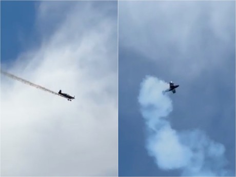 Avioneta realiza arriesgadas maniobras en Monterrey (VIDEO)