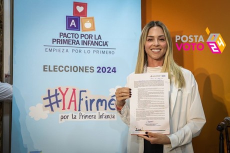 Firma Mariana Rodríguez Pacto por la Primera Infancia en Monterrey