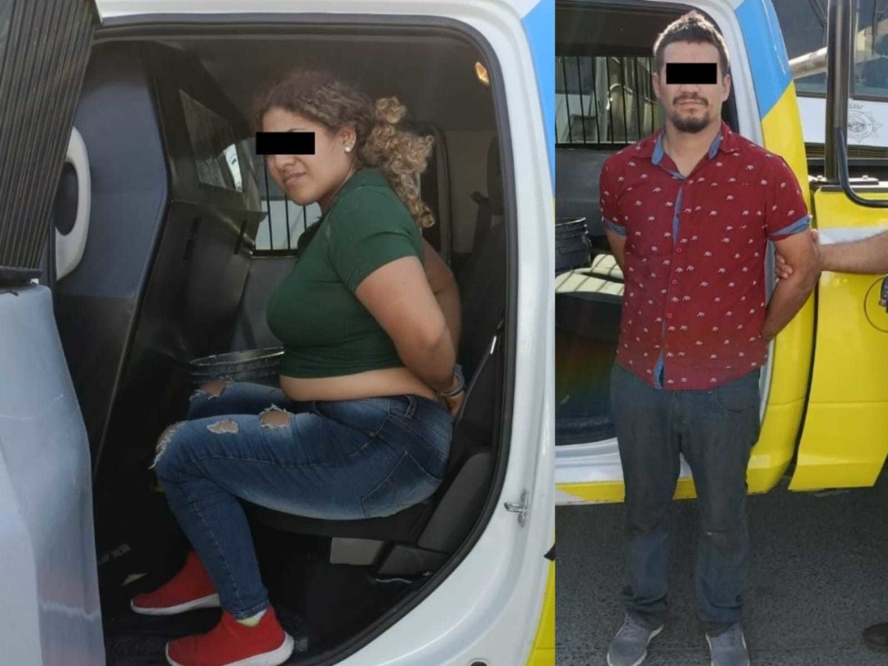 La pareja fue detenida y trasladada a las instalaciones de la Policía de Monterrey, donde quedó a disposición del Ministerio Público, por los delitos que le resulten. Foto: Policía de Monterrey.