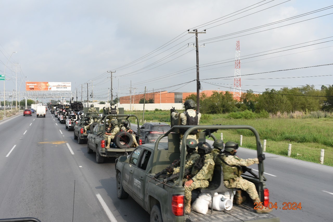 Llegan 300 elementos de SEDENA a reforzar seguridad en Reynosa. Foto: Perla Reséndez