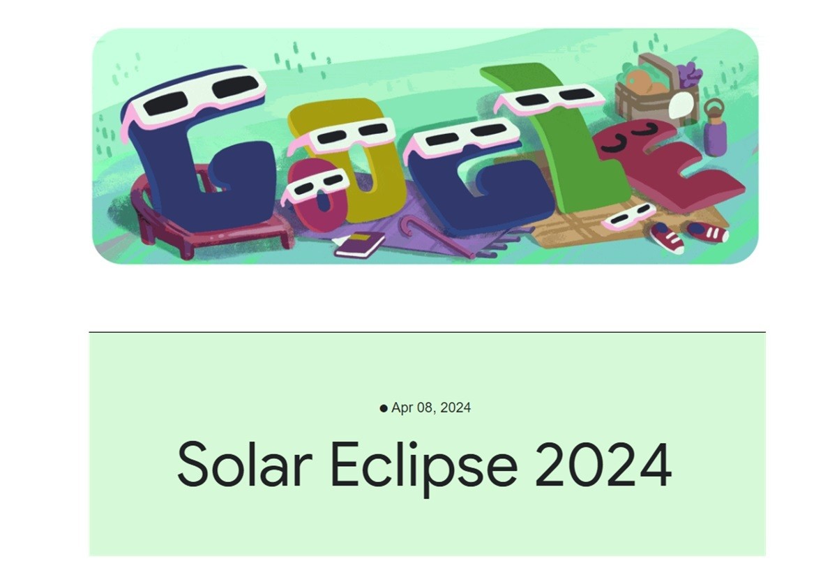 El buscador de Internet Google lanzó un doodle especial con motivo del Eclipse Solar 2024. Foto: Google