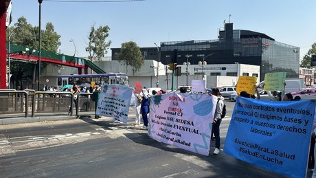 >¡Les prometieron base!, trabajadores de Salud bloquean Insurgentes y Eje 2 Norte