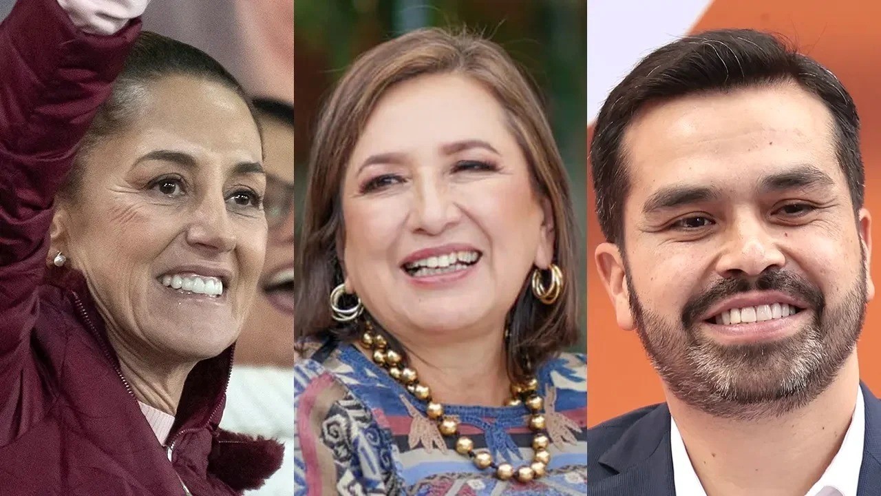 Candidatos a la presidencia de México, Claudia Sheinbaum (izq.), Xóchitl Gálvez (cent.), Jorge Álvarez Máynez (dcha.) Foto: Ilustrativa