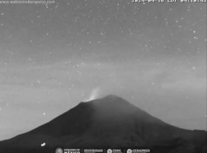 El volcán Popocatépetl se mantiene en fase amarilla 2. Imagen: @webcamsdemexico