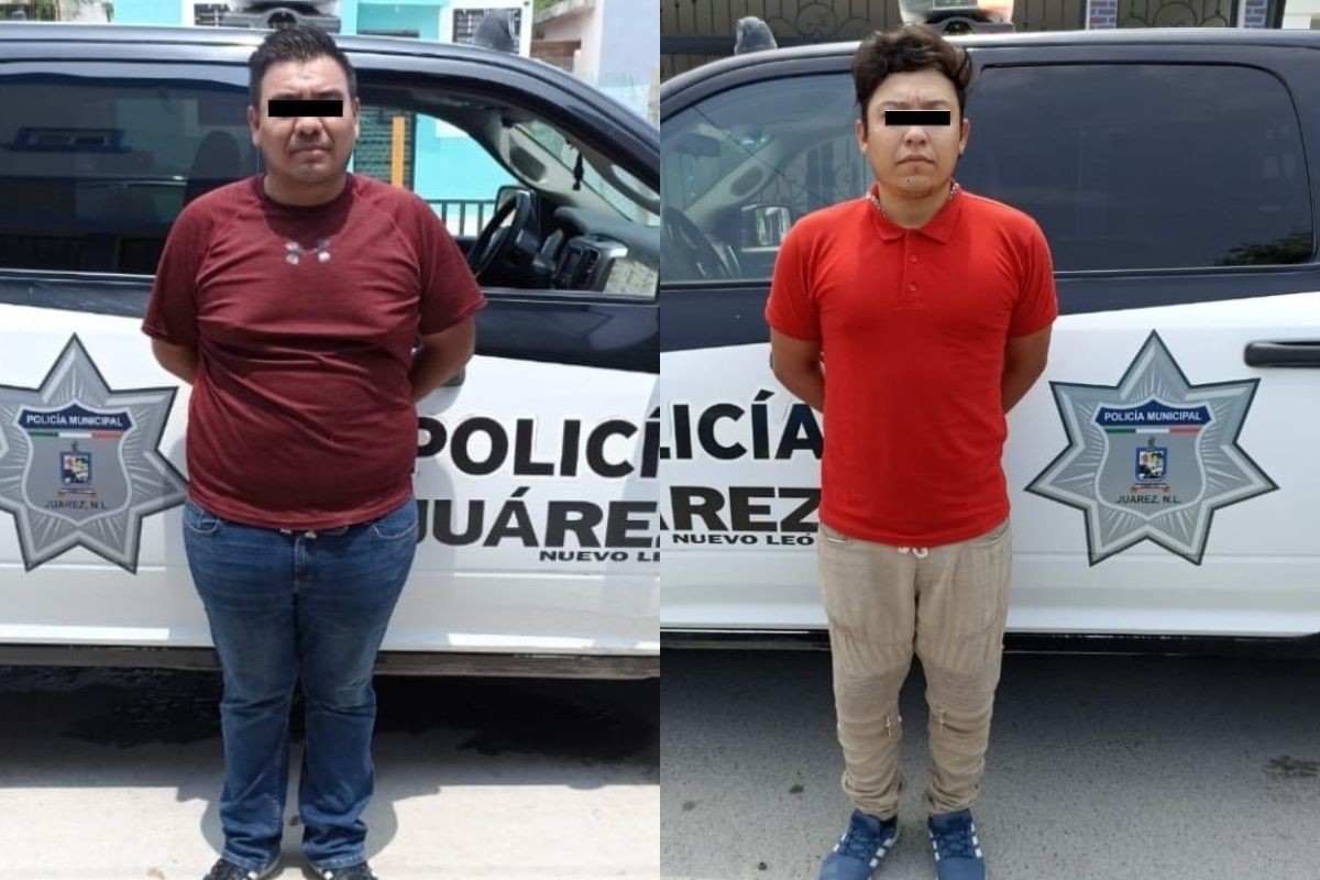 Gustavo C. de 27 años y Luis A. de 33 años presuntos ladrones de vehículo, detenidos en Juárez. Foto: Secretaría de Seguridad Pública de Juárez