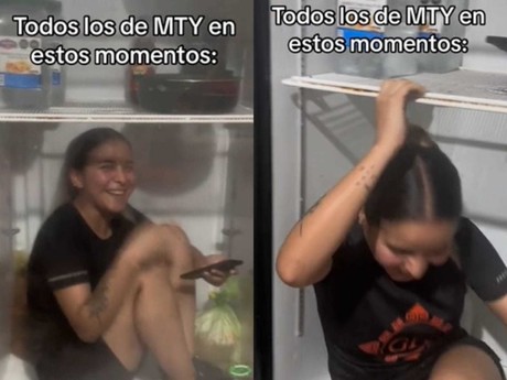 Mitiga el calor joven de Monterrey metiéndose en el refrigerador (VIDEO)