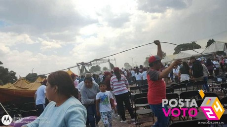 Cae lona en cierre de campaña de Morena en Xonacatlán, hay 39 lesionados (VIDEO)