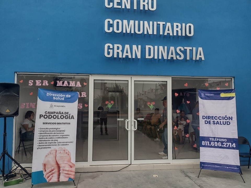 La entrada del Centro Comunitario Gran Dinastía en el municipio de Pesquería. Foto: Facebook Municipio de Pesquería.