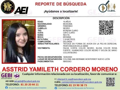 Buscan a Asstrid, desapareció en San Bernabé en Monterrey