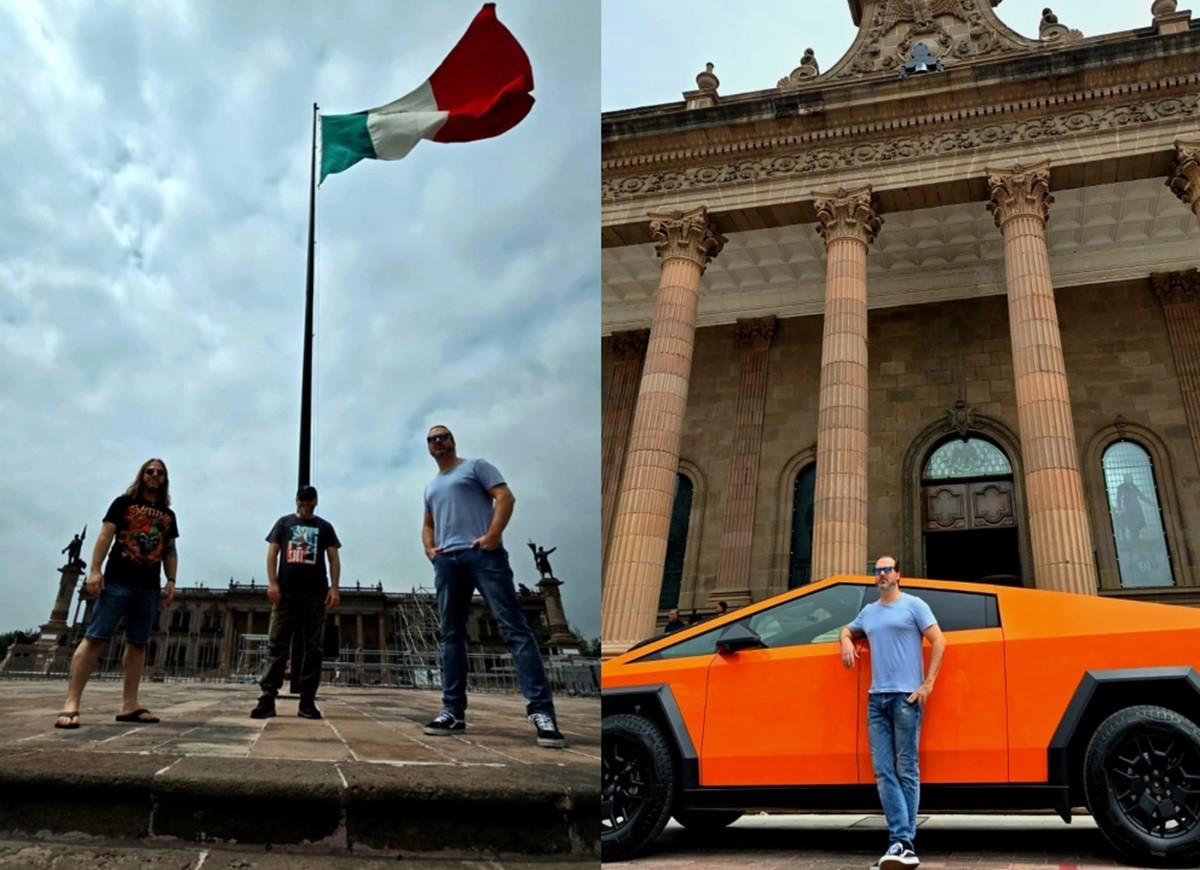 Los integrantes de Saurom en su recorrido por la Explanada de los Héroes de Monterrey. Foto: Facebook Narci Lara