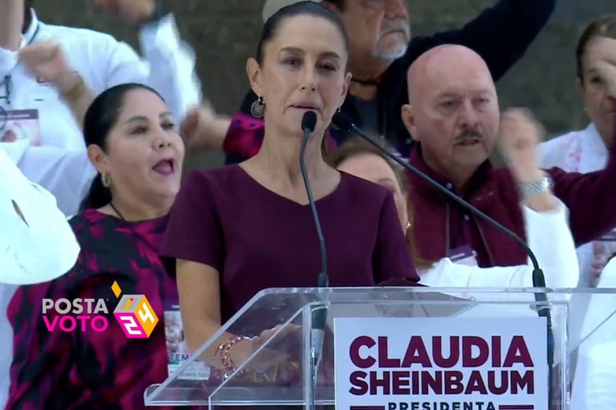 Claudia Sheinbaum, candidata presidencial de Morena, en su último mitin político en el Zócalo de México. Foto: X Claudia Sheinbaum
