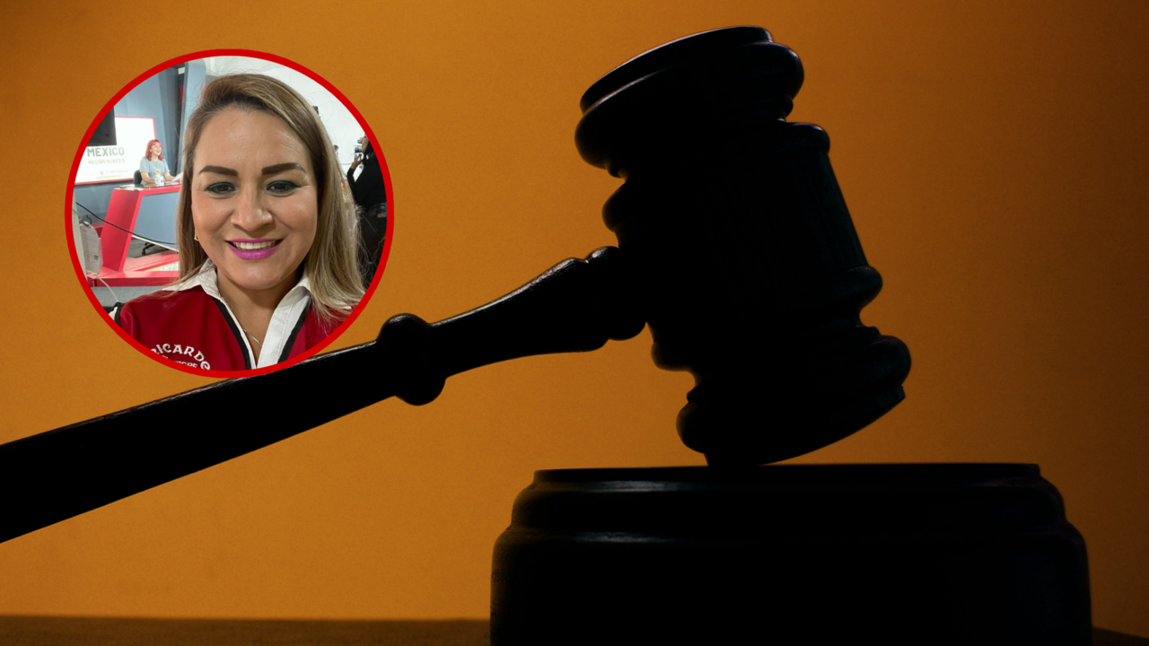 Candidata del PT Diana Isabel Hernández Aguilar acompañada de una imagen alusiva a la justicia / Foto: Redes Sociales