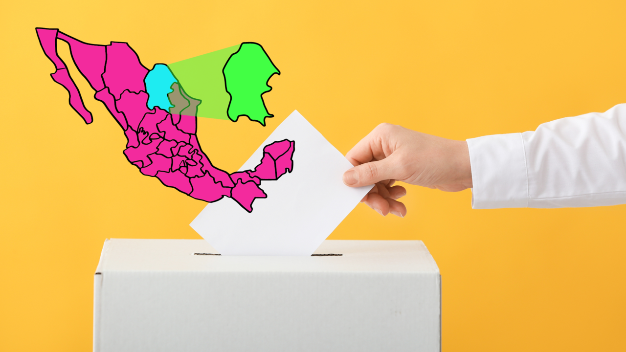Mapa de Coahuila sobre una urna en representación del 2proceso electoral del 2 de junio / Foto: CANVA