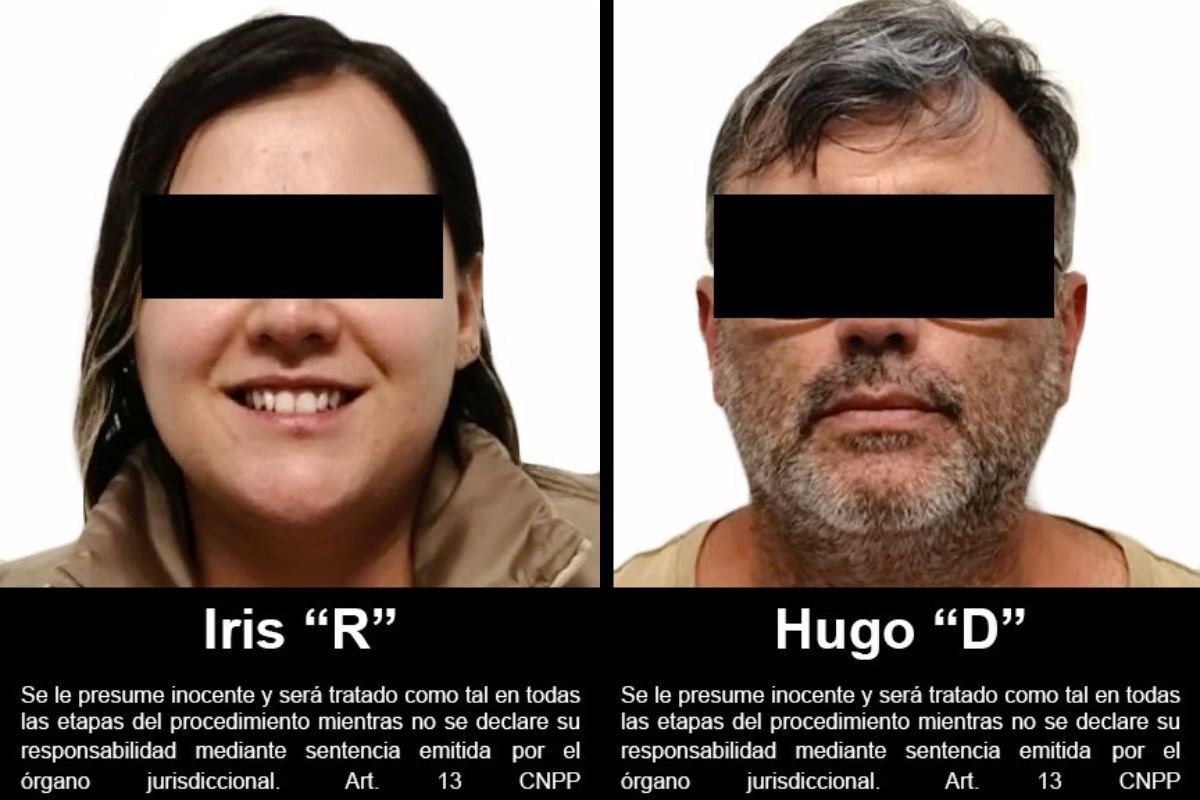 Iris R y Hugo D presuntos culpables de abuso sexual a menores entregados a autoridades estadounidenses. Foto: X @FGRMexico