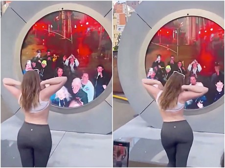 Cierran 'Portal' entre NY y Dublín; mujer se desnudó frente a la cámara (VIDEO)