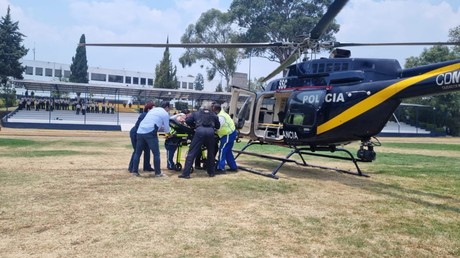 Policía baleado en práctica de tiro es trasladado vía aérea a hospital